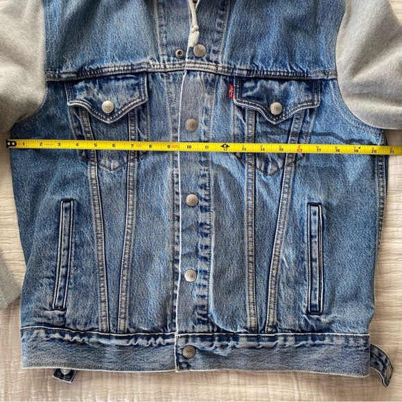 Levi’s Women's Hybrid Denim Hoodie Trucker Jacket Blue Gray 100% Cotton size S - Picture 6 of 10